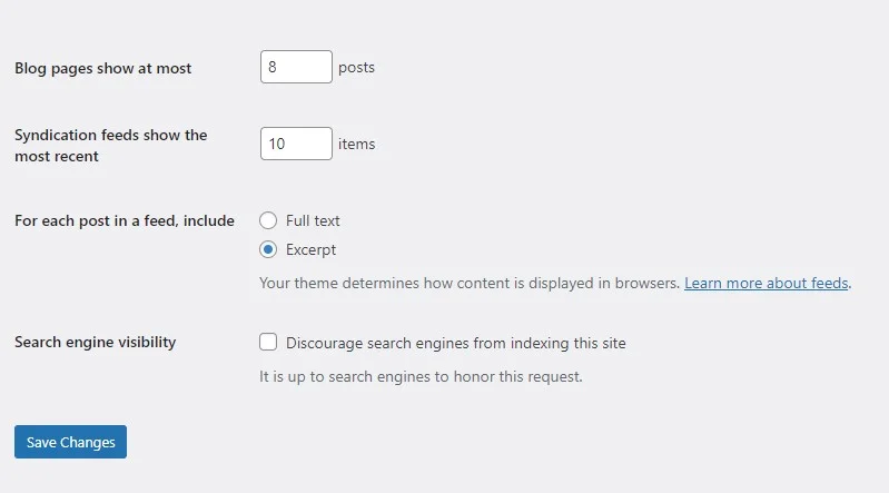 screenshot showing wordpress search engine visibilty checkbox