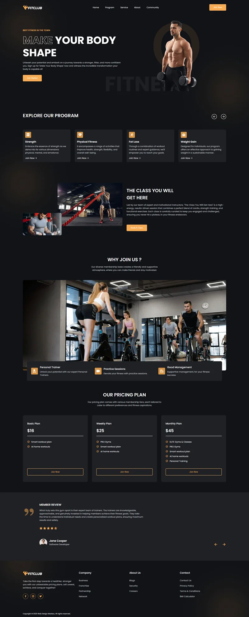 Full page screenshot of Personal Trainer website