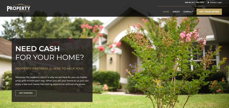 Property Partners real estate website hero section